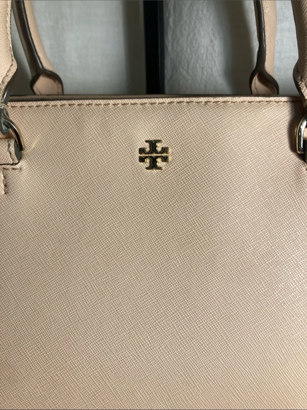 Tory Burch Robinson Large Pale Leather Satchel with Detachable Strap